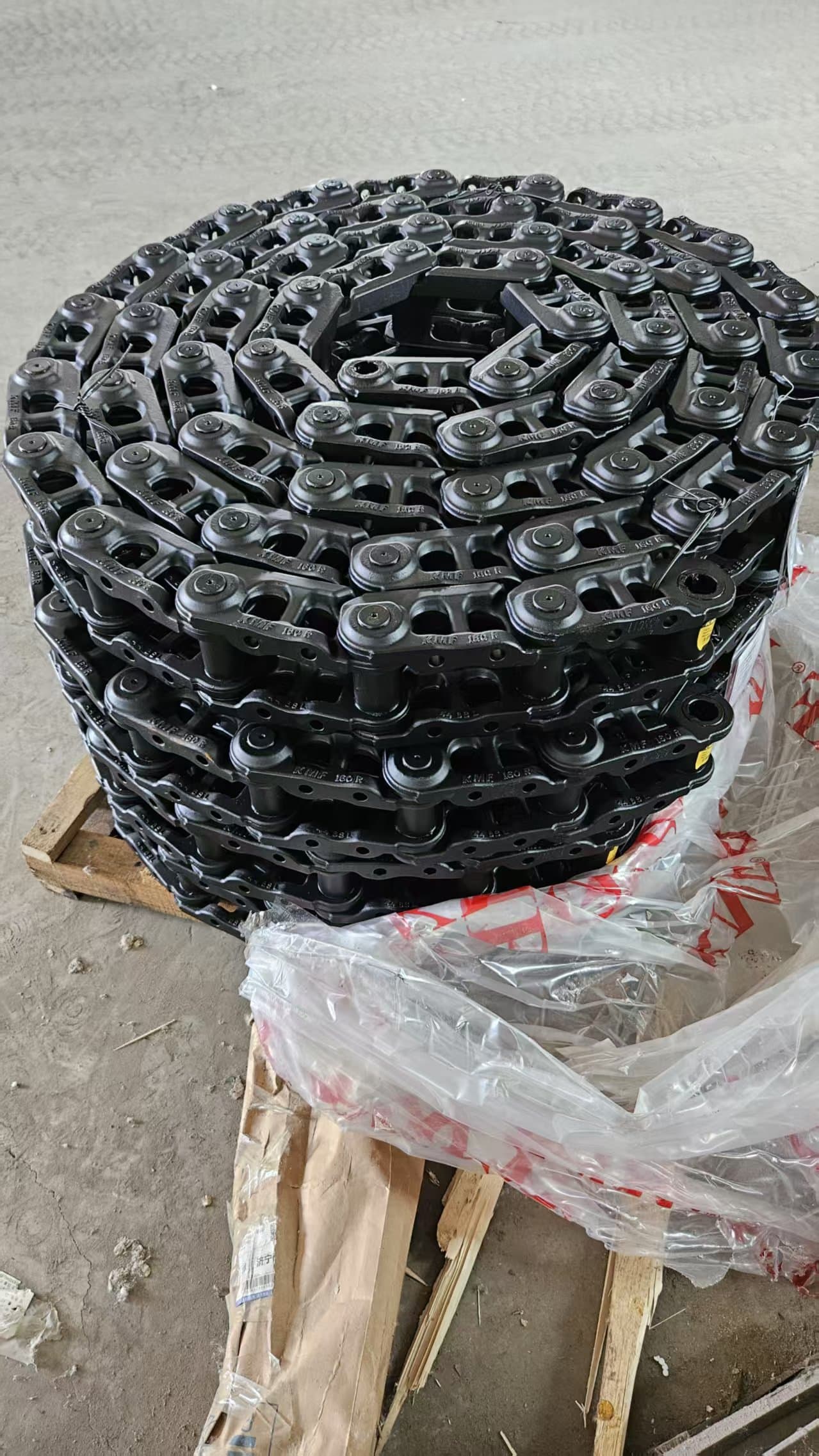 Excavator track chain assembly view