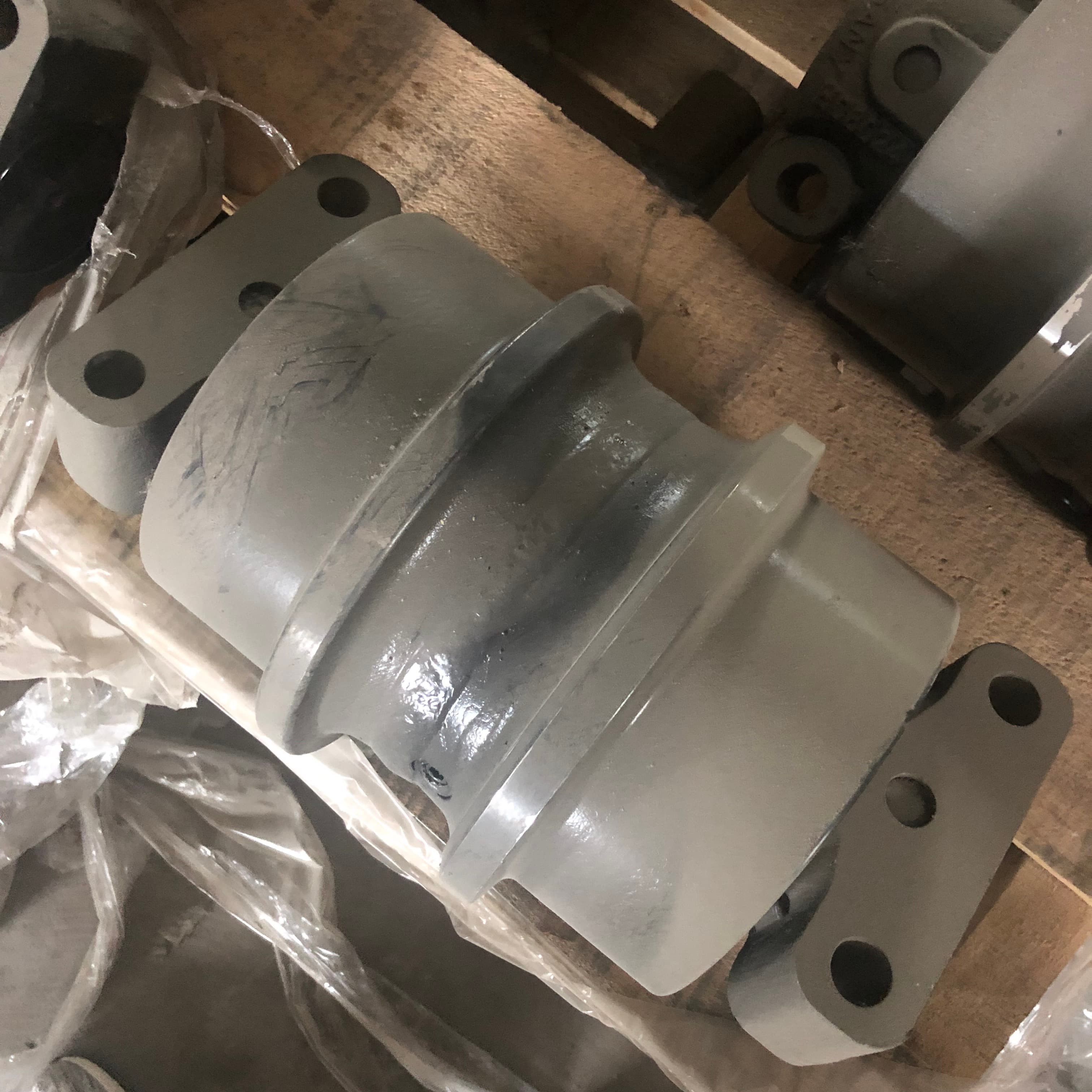 Excavator track roller end detail